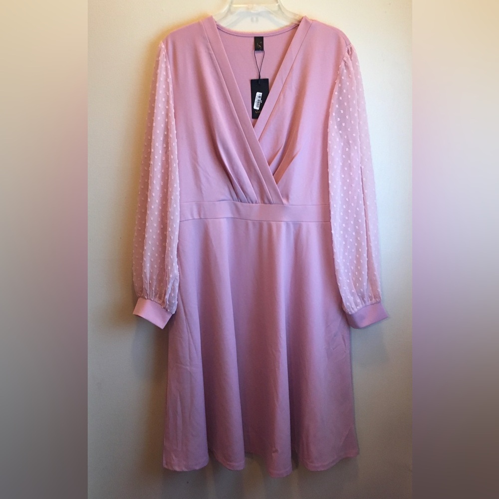 Elegant Long Sleeve Pink Dress